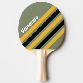 Olijfgroene Nachtlicht Schuine Strepen met Naam Tafeltennisbatje