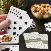 Olijfgroene olijven waterverf monogram naam pokerkaarten (Insitu)
