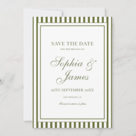 Olijfgroene Oude Rijkdom Trouwdag Save the Date Kaart