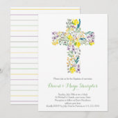 olijfgroene paarse Doopuitnodigingen, tweeling Kaart (Voorkant / Achterkant)