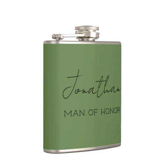 Olijfgroene Persoonlijke Man van Eer  Heupfles (Rechts)