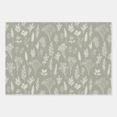 Olijfgroene Planten en Kruiden Patroon Bloemen Gif Inpakpapier Vel (Voorkant 2)