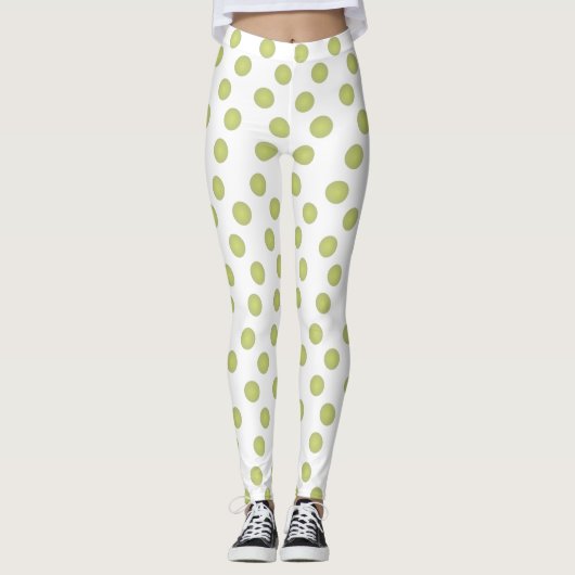 olijfgroene polka-stippen leggings (Voorkant)