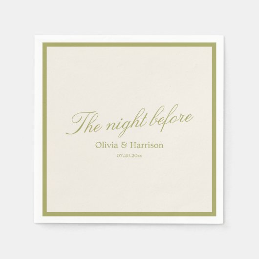 Olijfgroene proefdinernapkins servet (Voorkant)