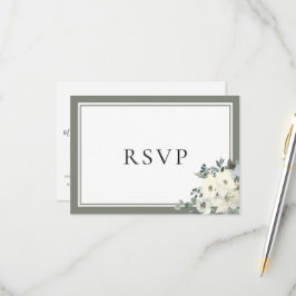 Olijfgroene rand Elegante Menu Keuze RSVP Kaart