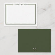 Olijfgroene Rand Minimalistische Naam Monogram