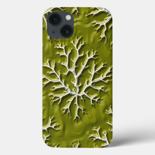 Olijfgroene reliëf tak iPhone hoesje stijl