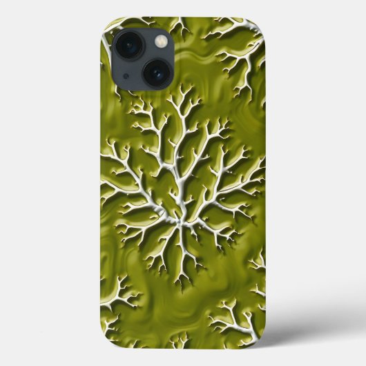 Olijfgroene reliëf tak iPhone hoesje stijl (Achterkant)