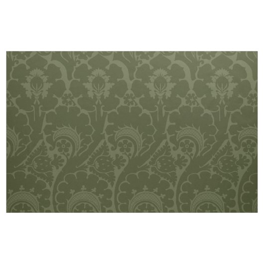 Olijfgroene Renaissance Bloem Stof (Fat Quarter)
