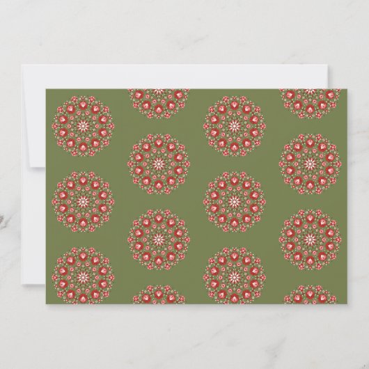 Olijfgroene rosemaling bedankkaart (Voorkant)