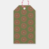 Olijfgroene rosemaling cadeaulabel (Achterkant)