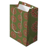 Olijfgroene rosemaling medium cadeauzakje (Voorkant Gekanteld)