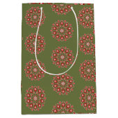 Olijfgroene rosemaling medium cadeauzakje (Voorkant)