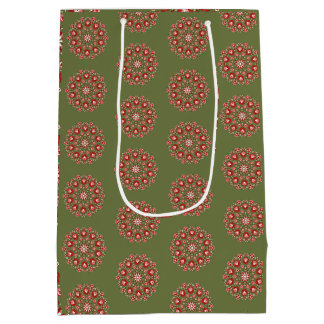 Olijfgroene rosemaling medium cadeauzakje