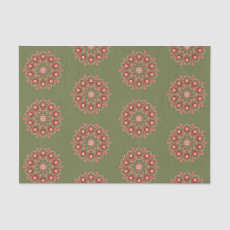 Olijfgroene rosemaling tissuepapier