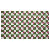 Olijfgroene roze geblokte polyestere stof (Fat Quarter)
