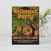 Olijfgroene roze gravetierij Halloween Kaart (Staand voorkant)