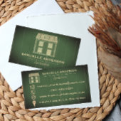 olijfgroene rustieke architectenconstructie visitekaartje