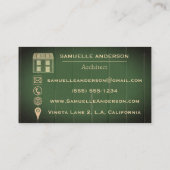  olijfgroene rustieke architectenconstructie visitekaartje (Achterkant)