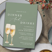 Olijfgroene salie | Fancy Champagne Verjaardagsdin Kaart