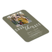Olijfgroene Save the Date Foto Bruiloft Magneet (Rechterzijde)