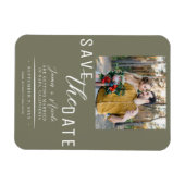 Olijfgroene Save the Date Foto Bruiloft Magneet (Horizontaal)
