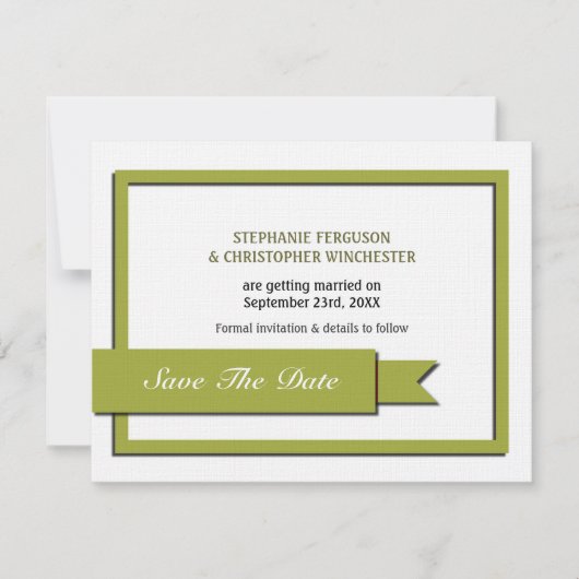 Olijfgroene Save The Date Kaart (Voorkant)