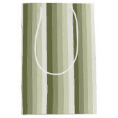 Olijfgroene schaduwstrepen medium cadeauzakje (Voorkant)