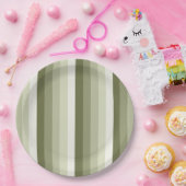 Olijfgroene schaduwstrepen papieren bordje (Feest)