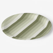 Olijfgroene schaduwstrepen papieren bordje (Gekanteld)