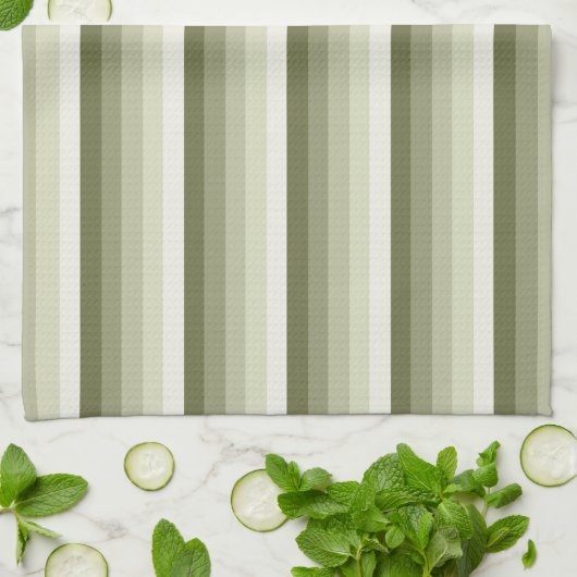 Olijfgroene schaduwstrepen theedoek (Gevouwen)
