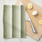 Olijfgroene schaduwstrepen theedoek (Quarter Fold)