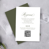 Olijfgroene Script Trouw RSVP QR Code Kaart