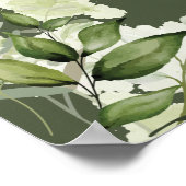 Olijfgroene slingerlichten bloemrijke huwelijksont poster (Hoek)