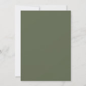 Olijfgroene statige botanische bruiloft kaart (Achterkant)