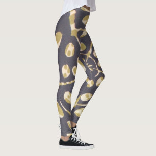 Olijfgroene Stippen Radiaal Patroon Kunstprint Leggings