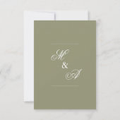 Olijfgroene Streep Calligrafie Script Bruiloft Save The Date (Achterkant)