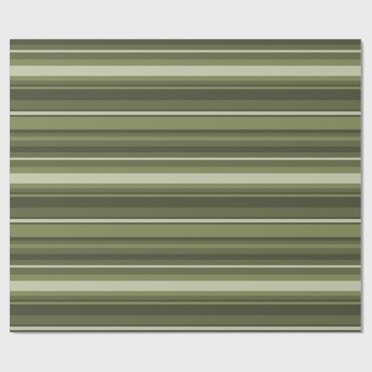 Olijfgroene strepen cadeaupapier (Vlak)