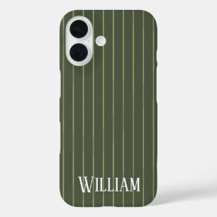 Olijfgroene strepen iPhone 16 hoesje
