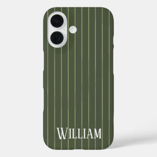 Olijfgroene strepen iPhone 16 hoesje