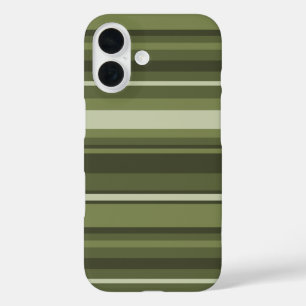 Olijfgroene strepen iPhone 16 hoesje