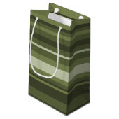 Olijfgroene strepen klein cadeauzakje (Achterkant Gekanteld)