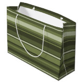 Olijfgroene strepen large cadeautasje (Achterkant Gekanteld)
