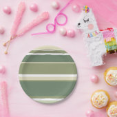 Olijfgroene strepen papieren bordje (Feest)