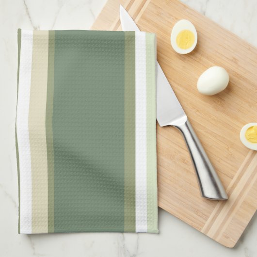 Olijfgroene strepen theedoek (Quarter Fold)