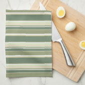 Olijfgroene strepen theedoek (Quarter Fold)