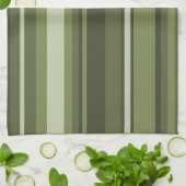 Olijfgroene strepen theedoek (Gevouwen)