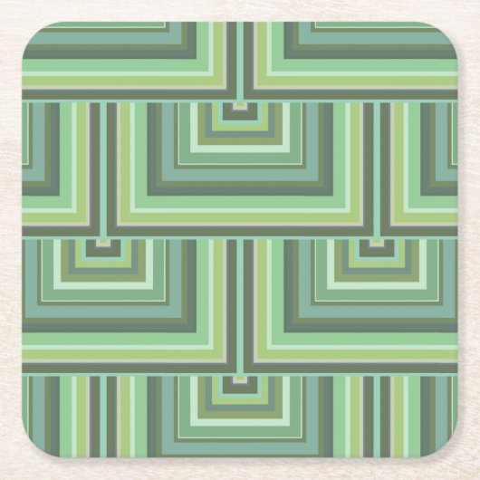 Olijfgroene strepen, vierkant geschaald kartonnen onderzetters (Voorkant)
