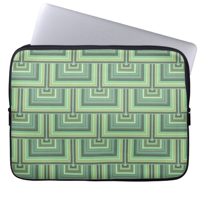 Olijfgroene strepen, vierkant geschaald laptop sleeve (Voorkant)