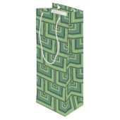 Olijfgroene strepen, vierkant geschaald wijn cadeautas (Achterkant Gekanteld)